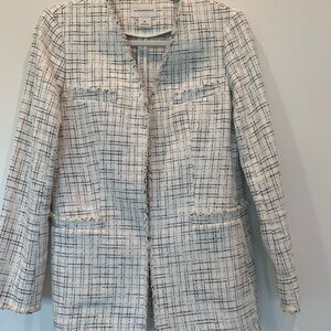 Club Monaco White and Black patterned Blazer Size 00 in Excellent Condition